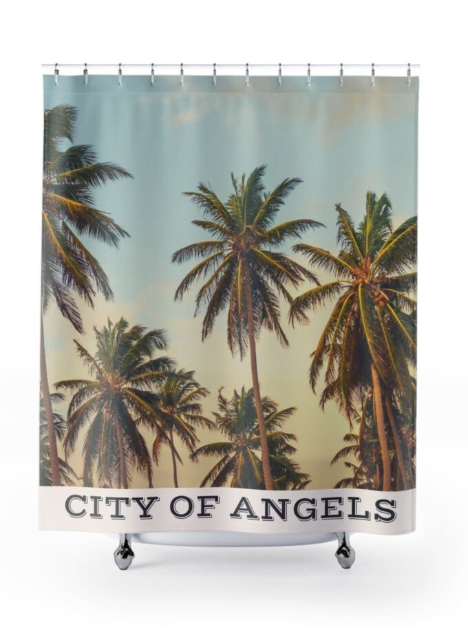 Tropical Shower Curtain - 'City of Angels' Beach Decor, Palm Tree Bathroom Accessory, Summer Vibes, Coastal Home Decor, Gift for Ocean [...]