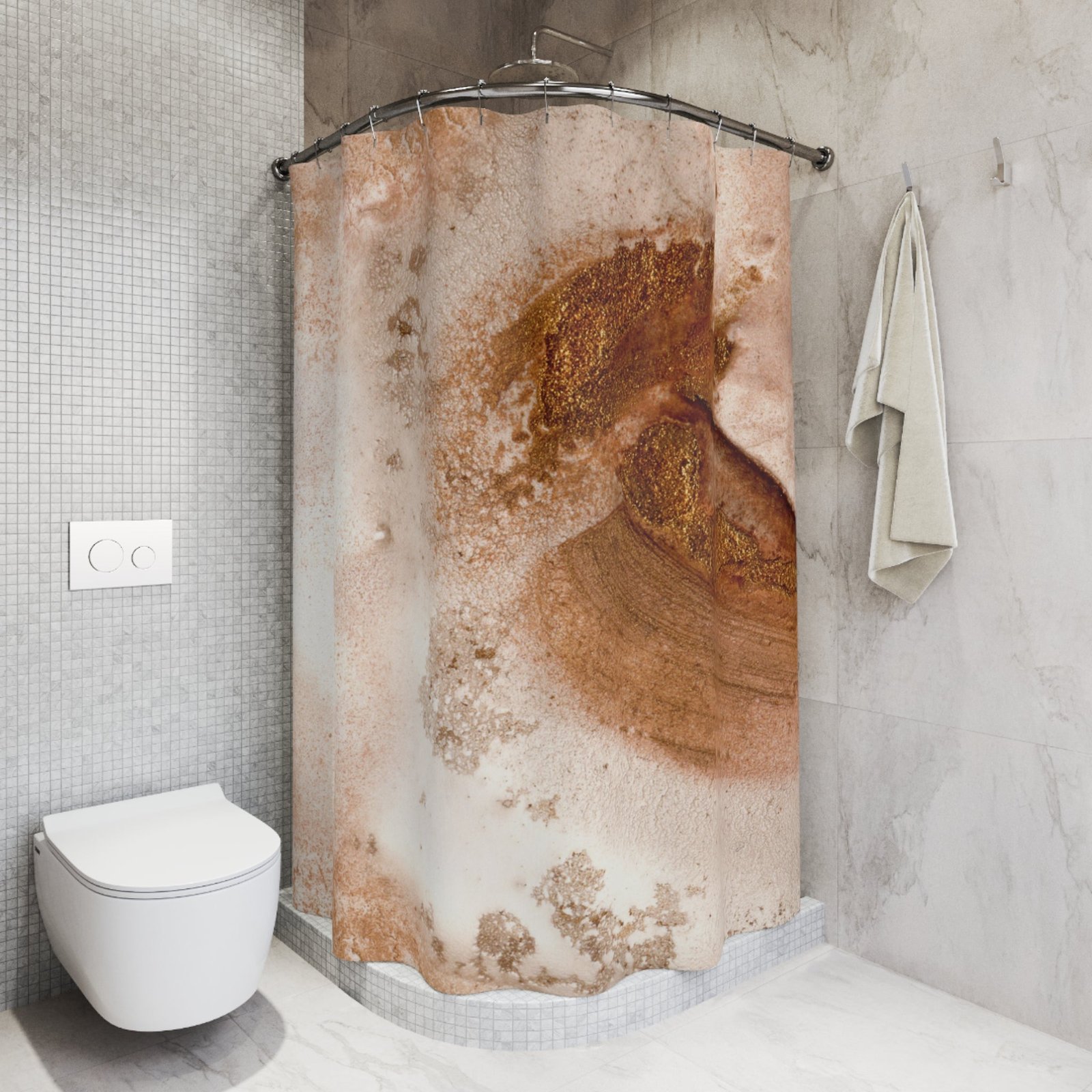 Artistic Shower Curtain, Minimalist Bathroom Decor, Abstract Design, Modern Home Accessories, Unique Bathroom Gift, Earthy Tones - Image 5