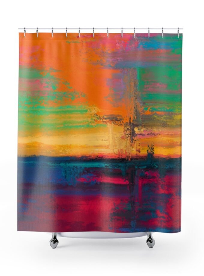Vibrant Abstract Shower Curtain, Colorful Bathroom Decor, Modern Home Accessory, Gift for Art Lovers, Boho Style Bathroom