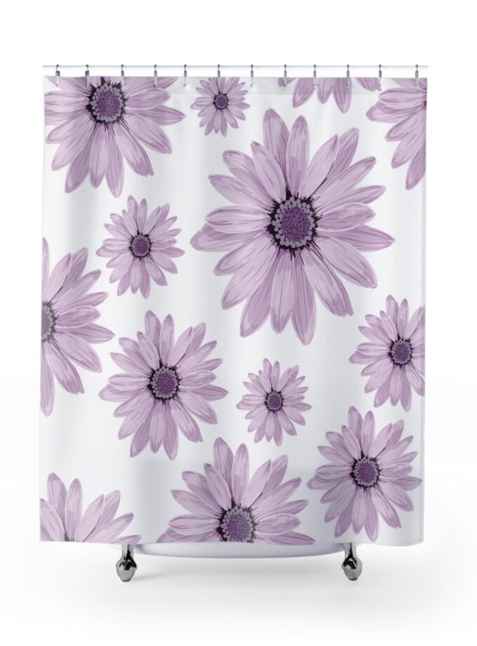 Elegant Floral Shower Curtain, Purple Flower Bathroom Decor, Modern Home Accessory, Gift for Her, Spring Inspirations
