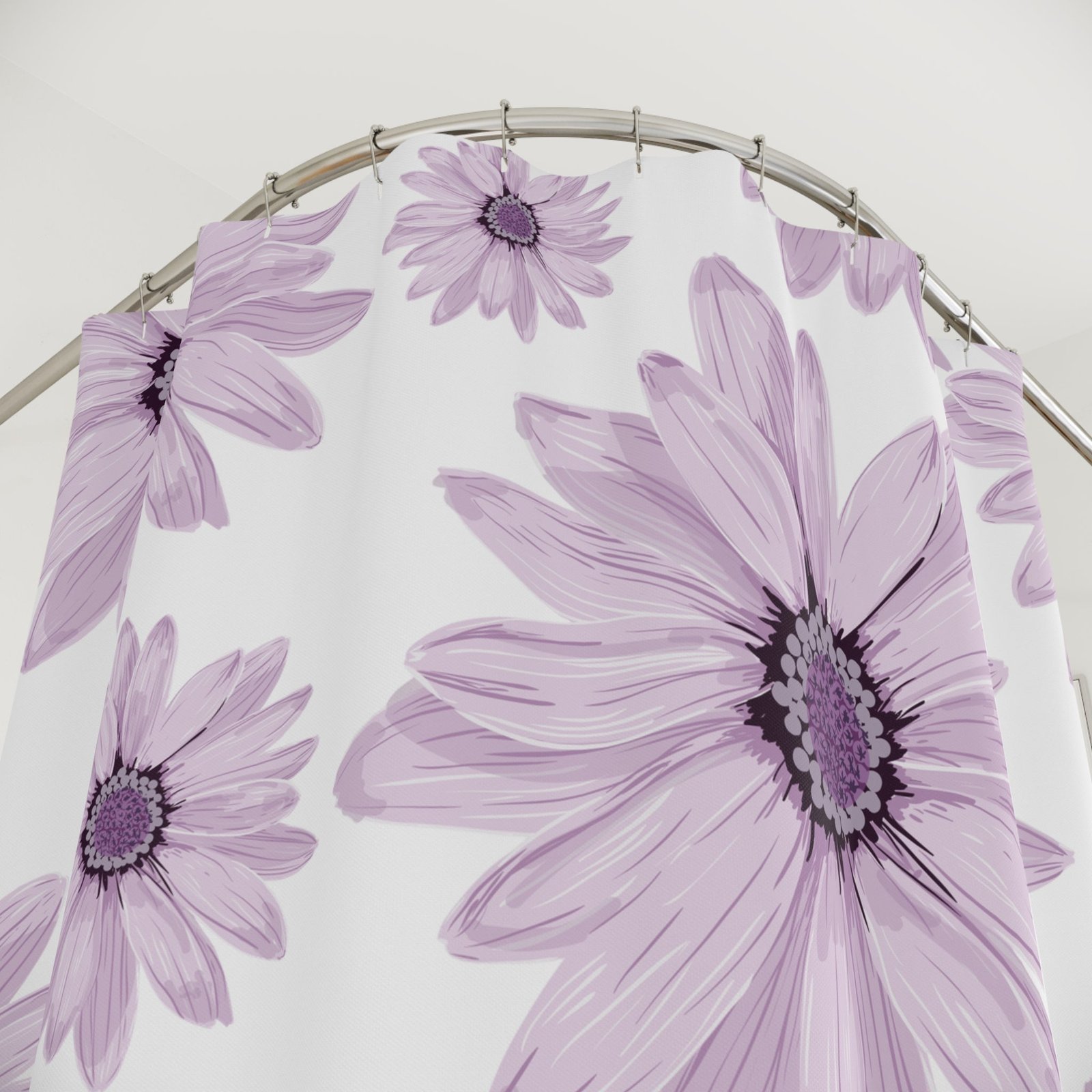 Elegant Floral Shower Curtain, Purple Flower Bathroom Decor, Modern Home Accessory, Gift for Her, Spring Inspirations - Image 2