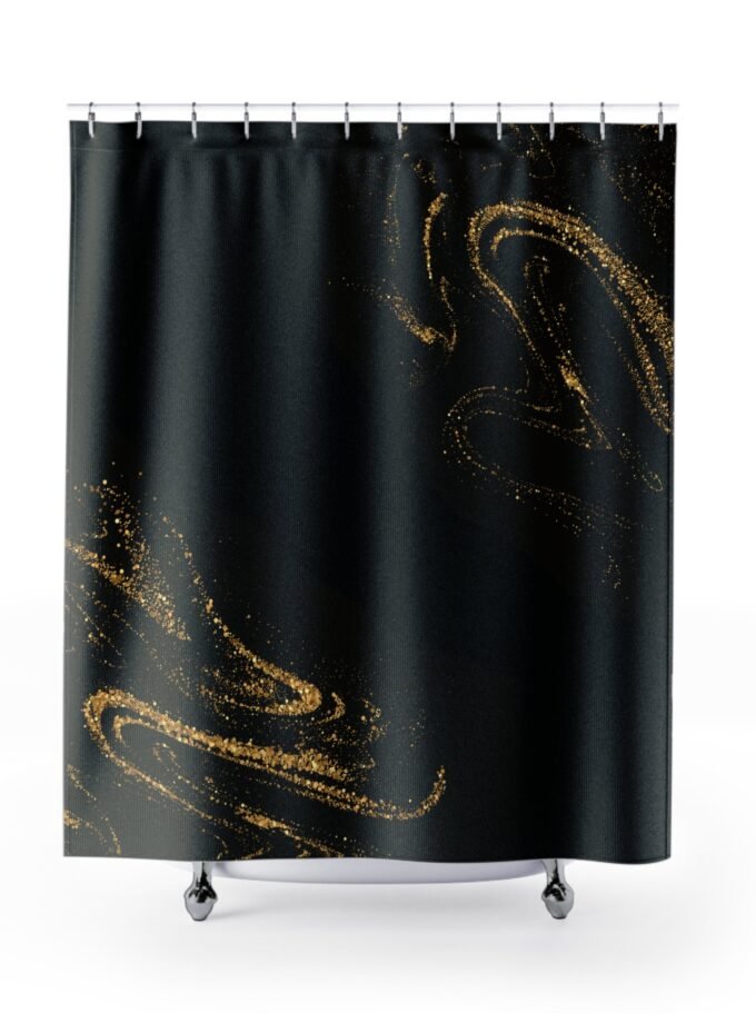 Elegant Black Abstract Shower Curtain, Modern Bathroom Decor, Luxurious Home Accessories, Stylish Bathroom Decor, Unique Gift Idea