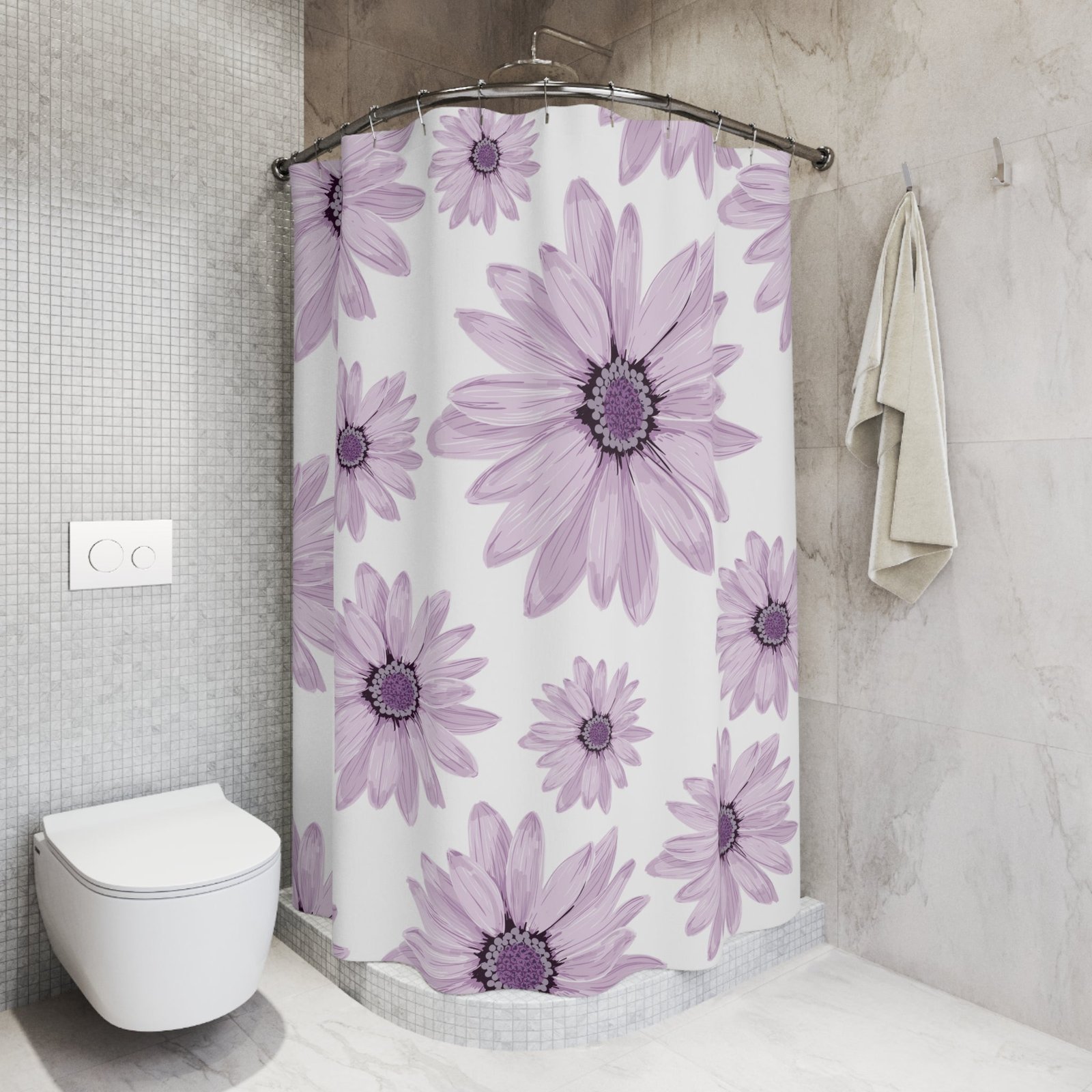 Elegant Floral Shower Curtain, Purple Flower Bathroom Decor, Modern Home Accessory, Gift for Her, Spring Inspirations - Image 5