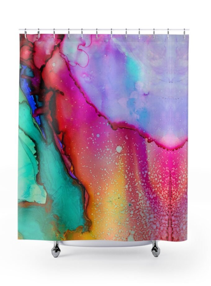 Vibrant Abstract Shower Curtain, Colorful Bathroom Decor, Modern Art Shower Curtain, Gift for Home, Unique Bathroom Accessories