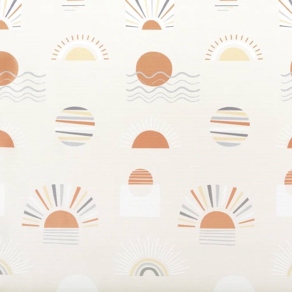 72-inch Cream White Orange Sunset Bohemian Pattern Shower Curtain - Image 4