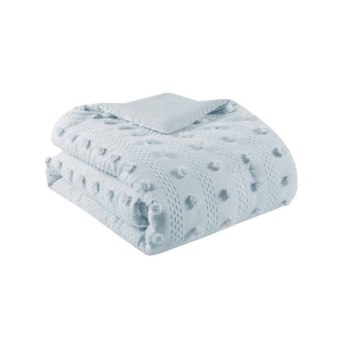 King/Cal King 3-Piece Blue Pompom Microfiber Hypoallergenic Comforter Set - Image 4