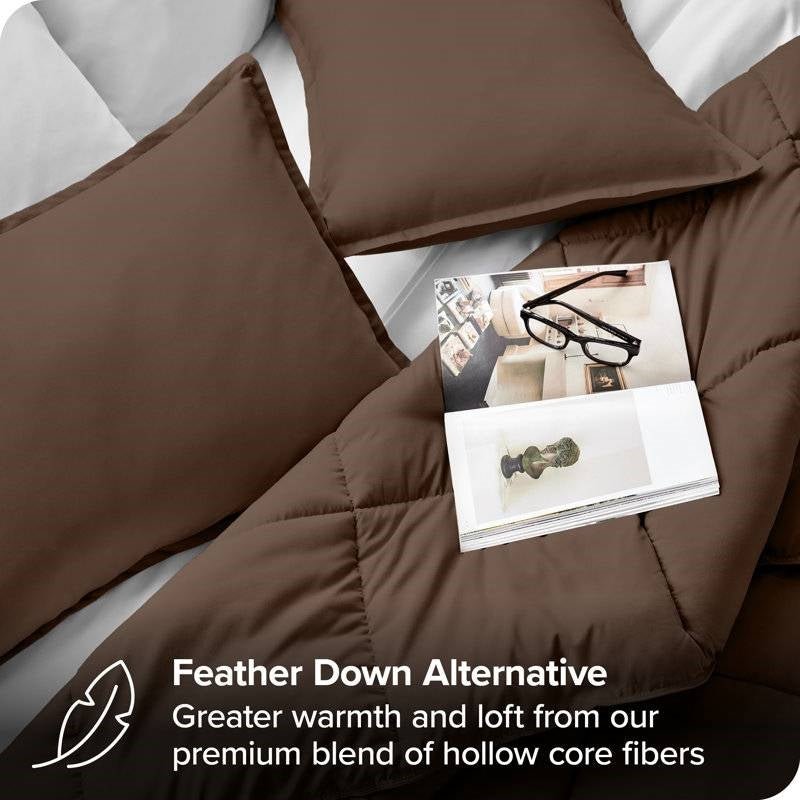 Twin size Down Alternative Comforter Set in Chocolate Brown Color - Image 4