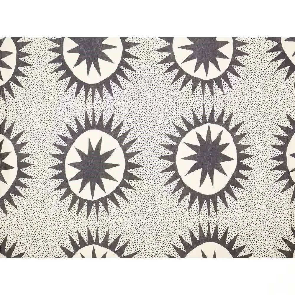 72 x 72 in. Cotton Poly Shower Curtain w/ Cream Brown Sun Star Medallion Pattern - Image 2