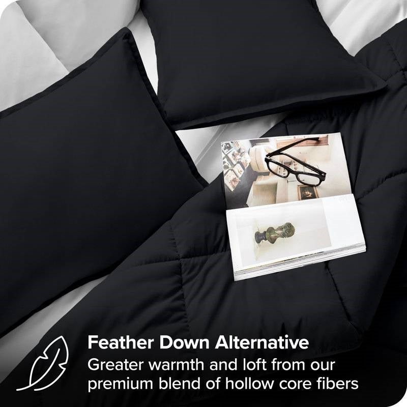 Twin/Twin XL Super Soft Lightweight Down Alternative Comforter Set in Black - Image 4