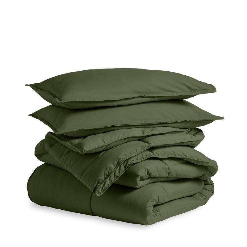 Full/Double size Super Soft Down Alternative Comforter Set in Olive Green - Image 2