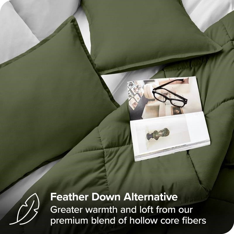 Full/Double size Super Soft Down Alternative Comforter Set in Olive Green - Image 3