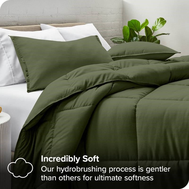 Full/Double size Super Soft Down Alternative Comforter Set in Olive Green - Image 5