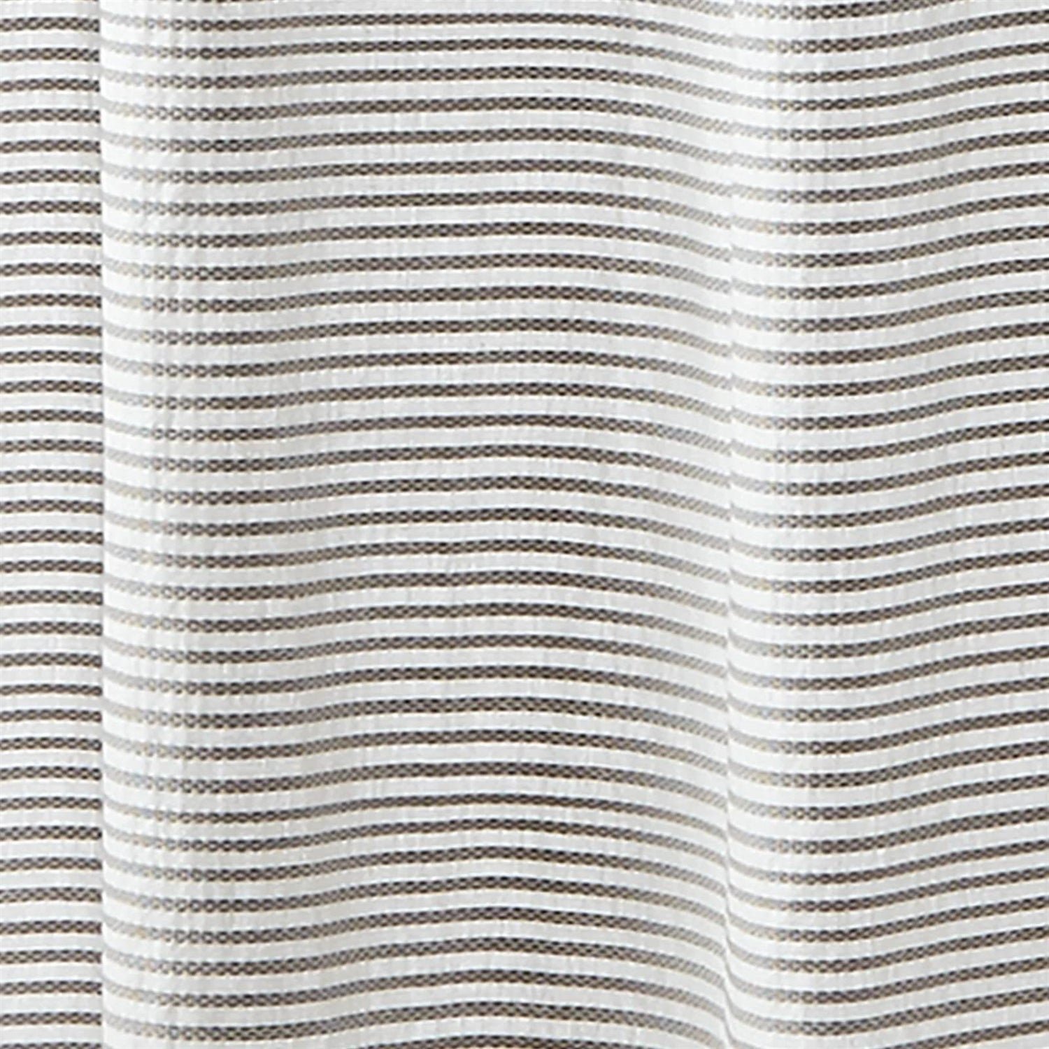 72-inch Grey and White Stripes Cotton Shower Curtain with Tassels - Image 3