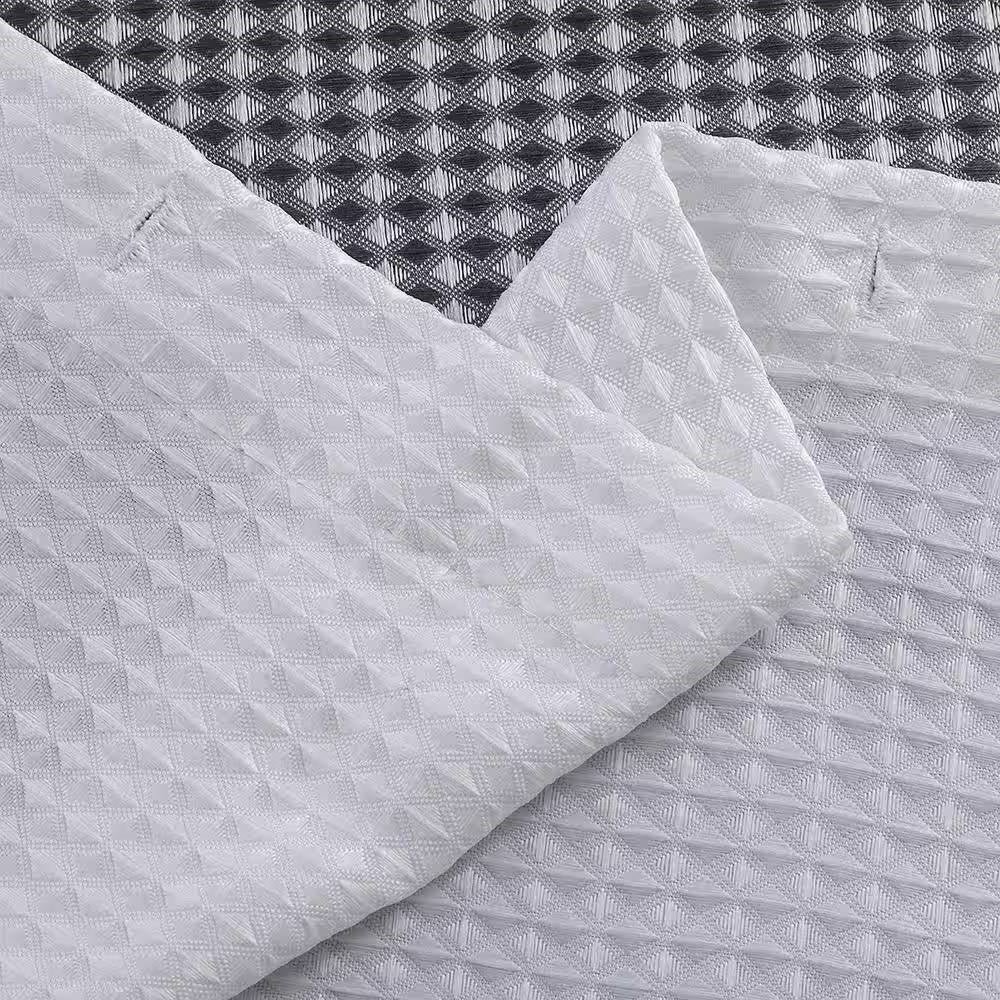 72-inch Grey White Striped Luxurious Textured Polyester Fabric Shower Curtain - Image 4