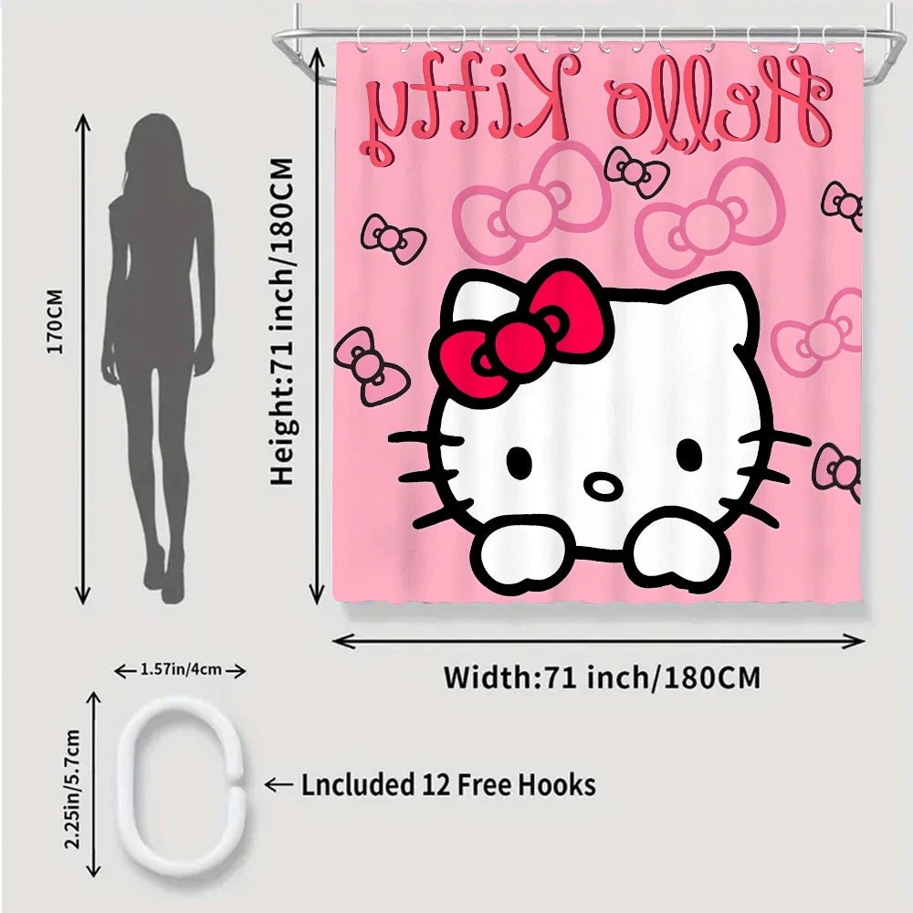 Sanrio Hello Kitty Bathroom Four-Piece Set - Avant-garde Waterproof Shower Curtain, creating a complete bathroom kit - Image 6