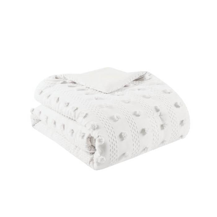 Full/Queen 3-Piece Ivory Pompom Microfiber Comforter Set - Image 4
