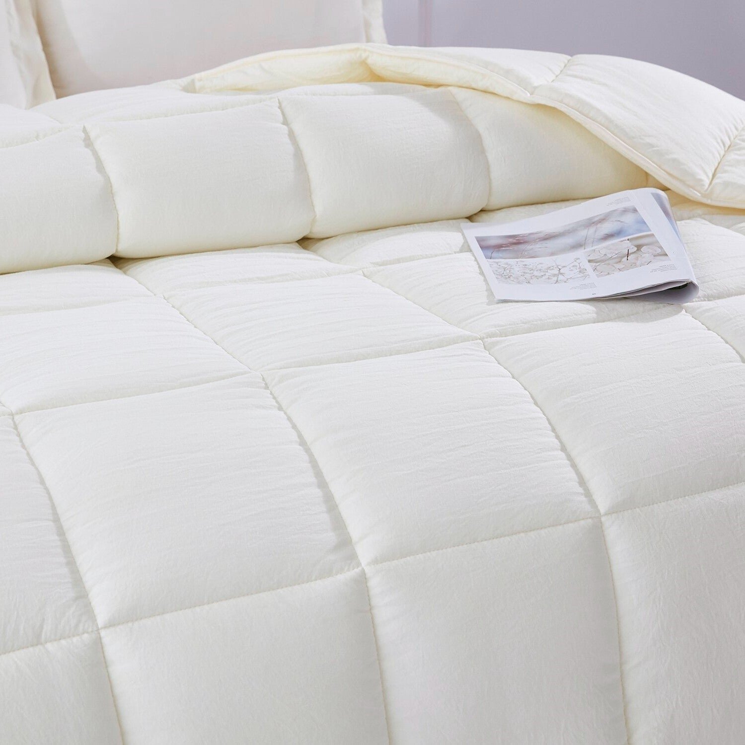 Queen Size Off White 3 Piece Microfiber Reversible Comforter Set - Image 2
