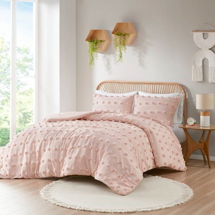 King / Cal King 3-Piece Pink Pompom Microfiber Comforter Set - Image 2