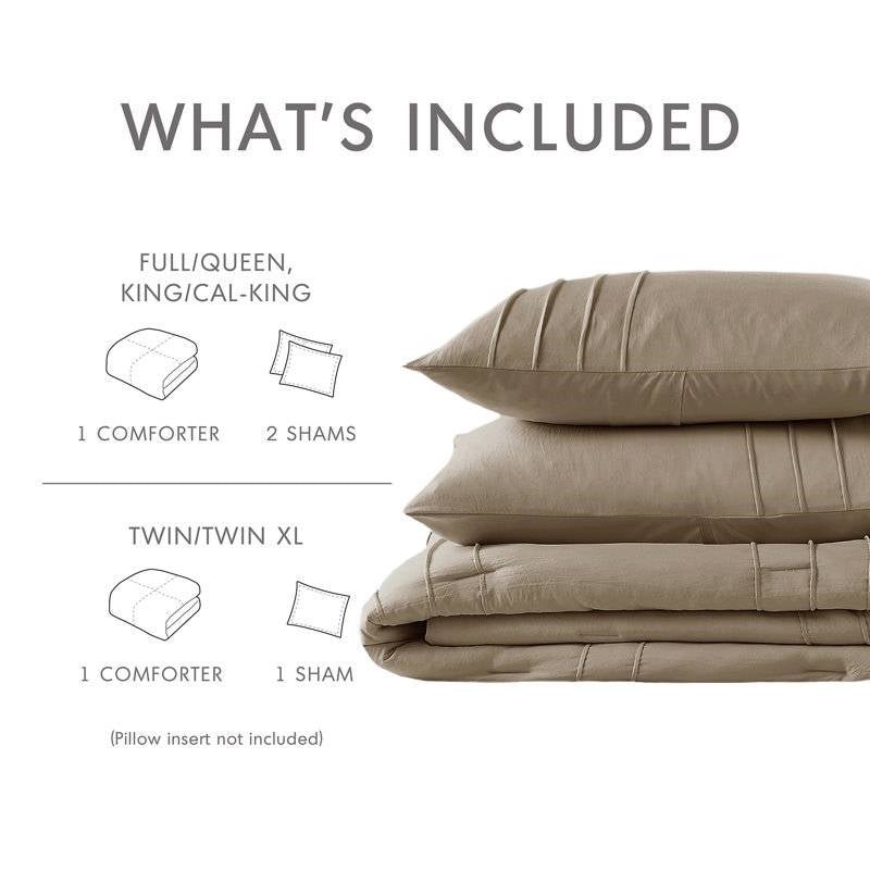 Twin/Twin XL Microfiber Pleated Soft Lightweight Comforter Set Tan Khaki - Image 5