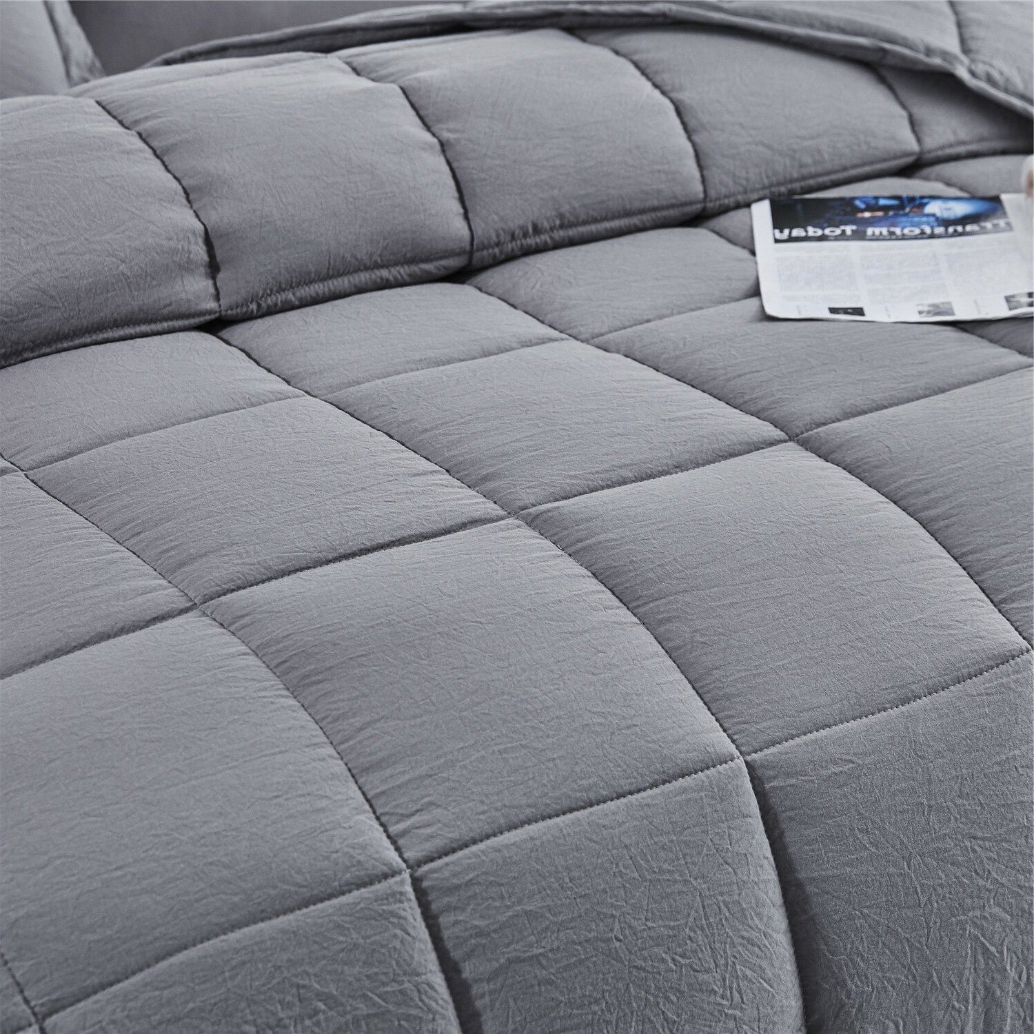 King Size Grey 3 Piece Microfiber Reversible Comforter Set - Image 3