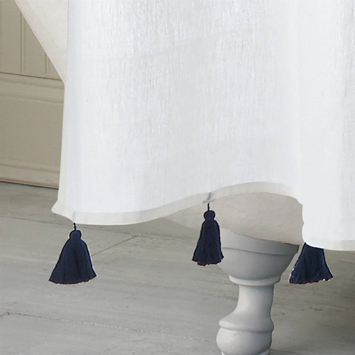 72-inch Navy and White Stripes Cotton Shower Curtain - Image 2