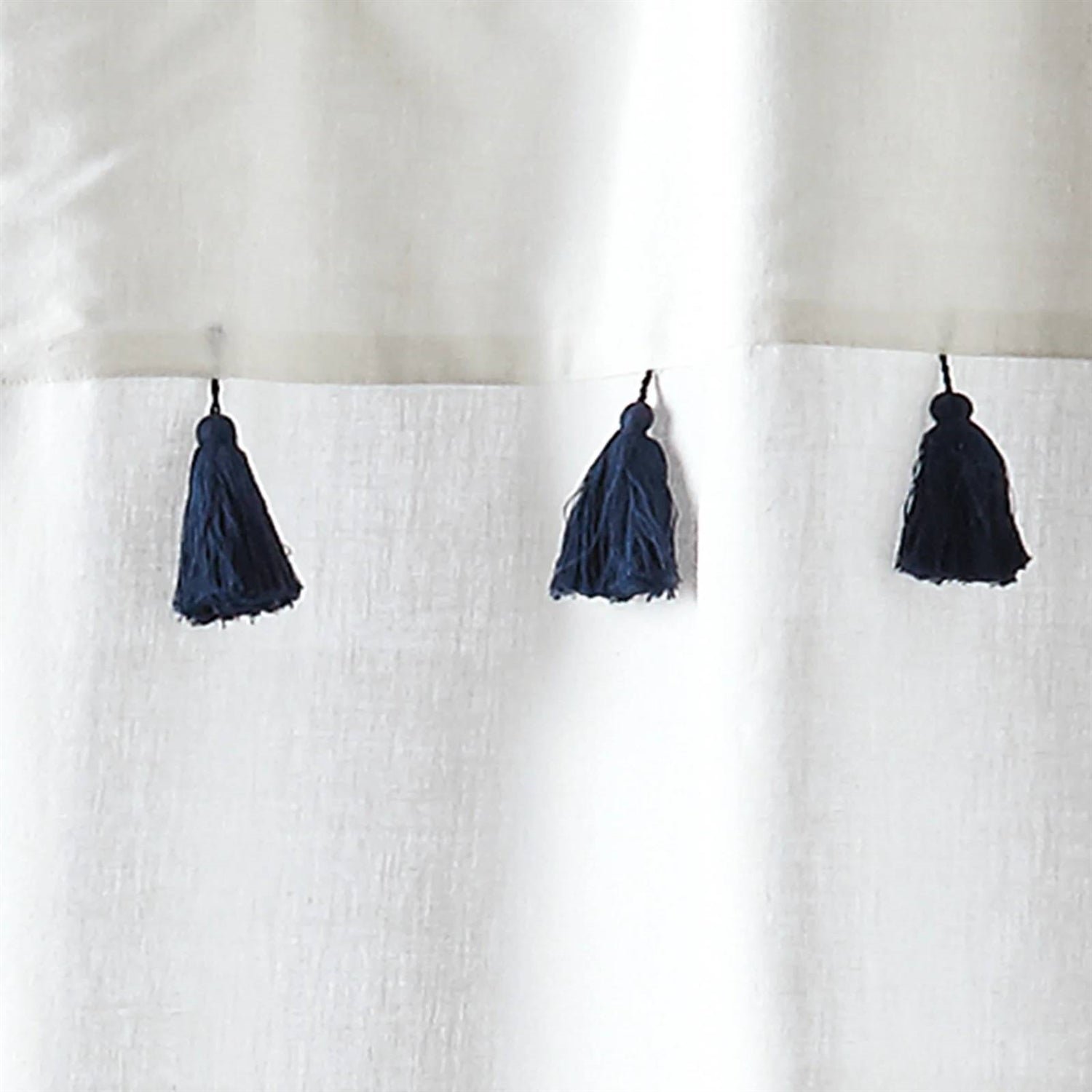 72-inch Navy and White Stripes Cotton Shower Curtain - Image 4
