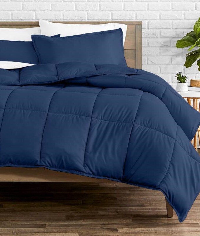 Queen size Super Soft Down Alternative Comforter Set in Navy Blue