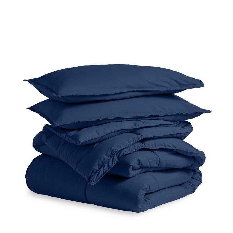Queen size Super Soft Down Alternative Comforter Set in Navy Blue - Image 2