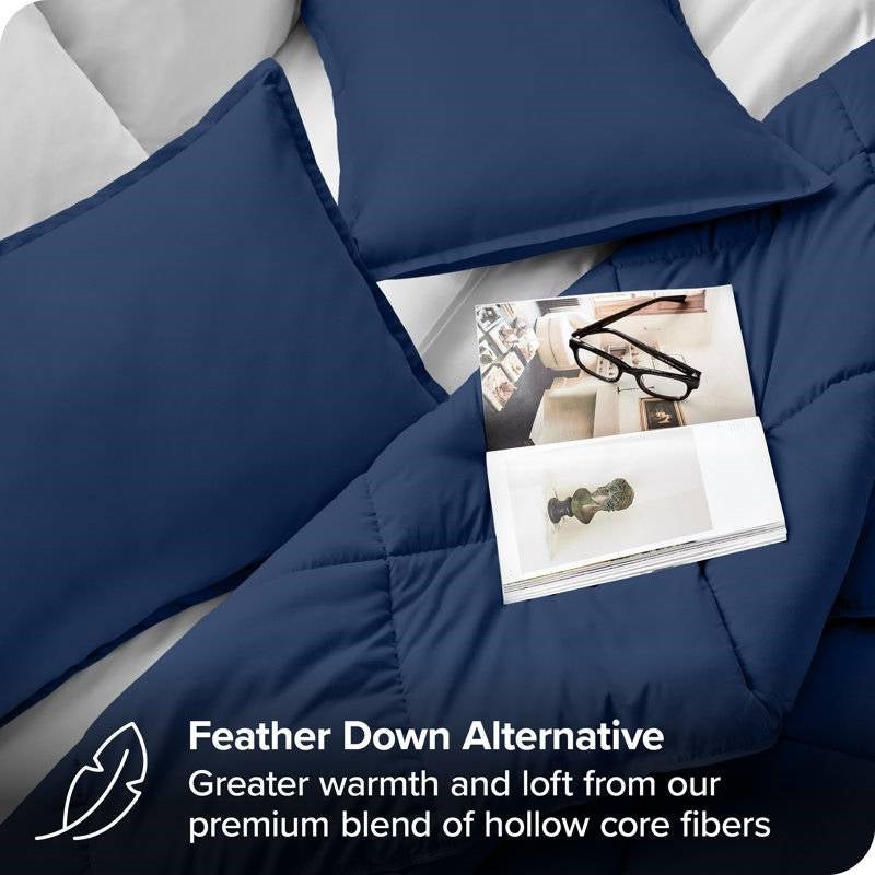 Queen size Super Soft Down Alternative Comforter Set in Navy Blue - Image 4