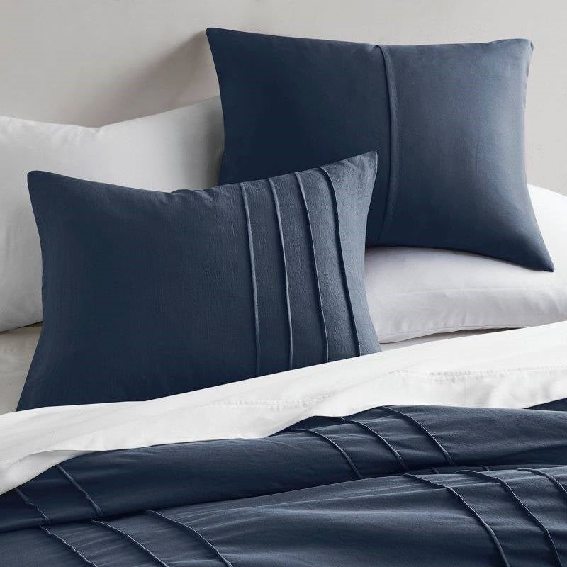 Twin/Twin XL Microfiber Pleated Bohemian style Pre-Washed Comforter Set in Navy - Image 3