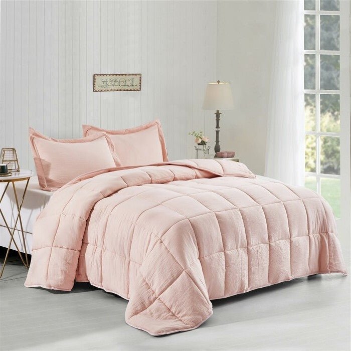 Twin Size Pink 3 Piece Microfiber Reversible Comforter Set - Image 2