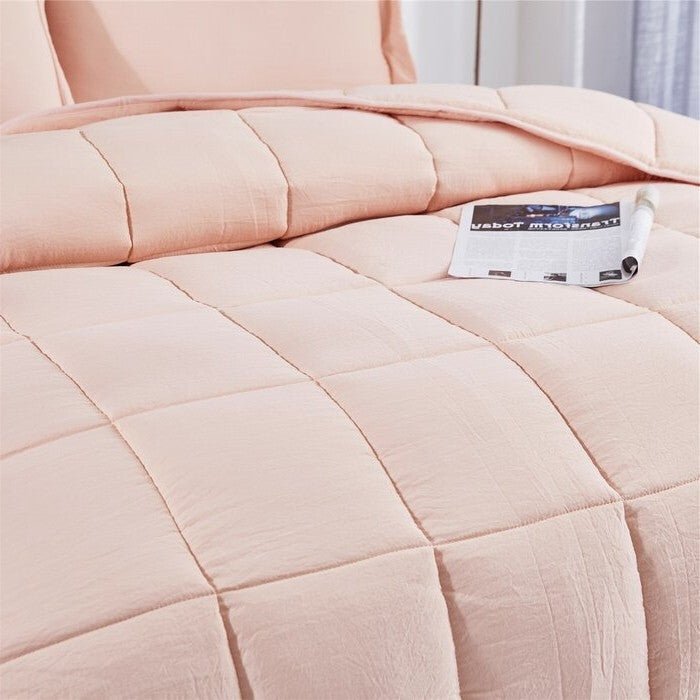 Twin Size Pink 3 Piece Microfiber Reversible Comforter Set - Image 3