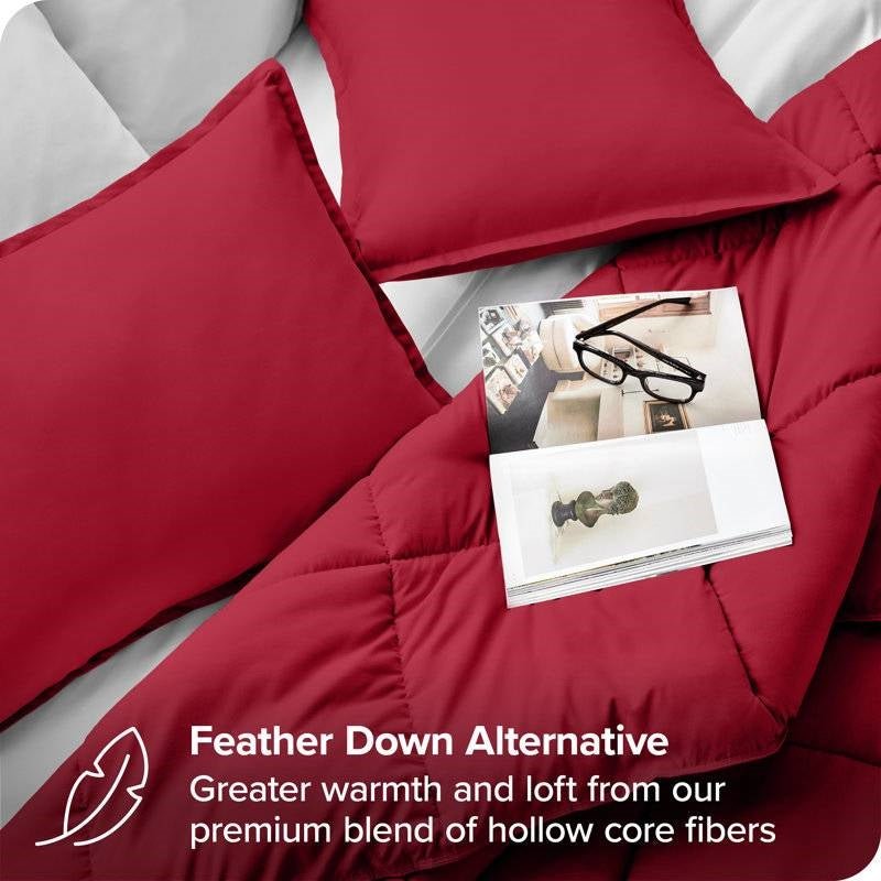 King/Cal King Size All Season Super Soft Down Alternative Comforter Set Red - Image 4