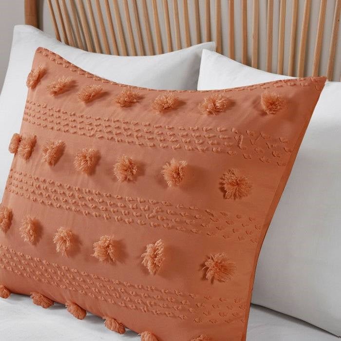 Twin/Twin XL 2-Piece Rust Orange Pompom Microfiber Comforter Set - Image 3
