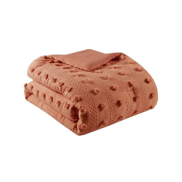 Twin/Twin XL 2-Piece Rust Orange Pompom Microfiber Comforter Set - Image 4