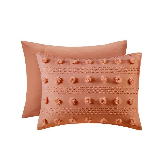Twin/Twin XL 2-Piece Rust Orange Pompom Microfiber Comforter Set - Image 5