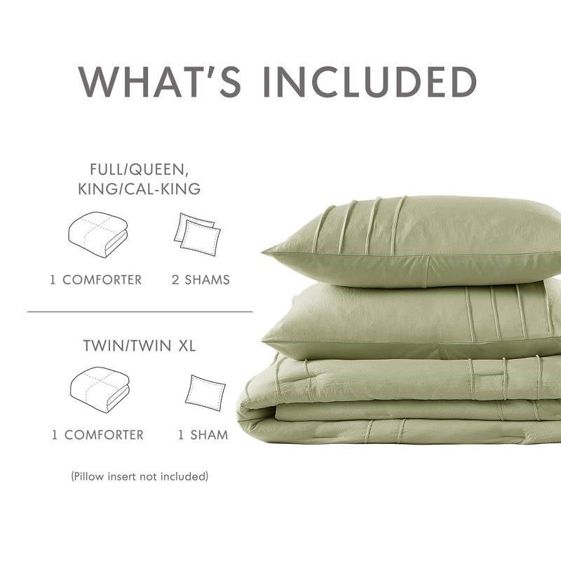 Queen size Microfiber Pleated Lightweight Soft Comforter Set in Sage Green - Image 5