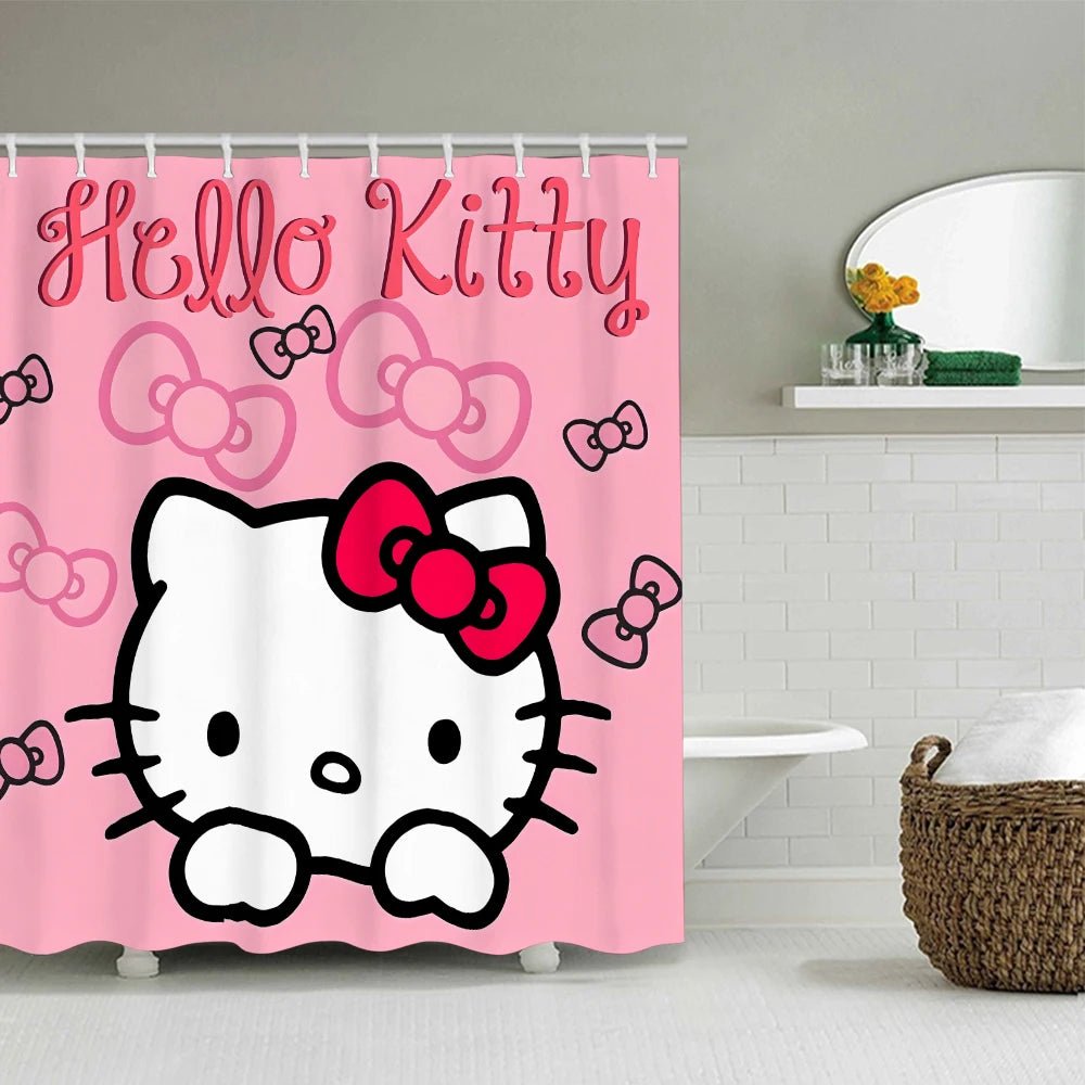 Sanrio Hello Kitty Bathroom Four-Piece Set - Avant-garde Waterproof Shower Curtain, creating a complete bathroom kit - Image 2