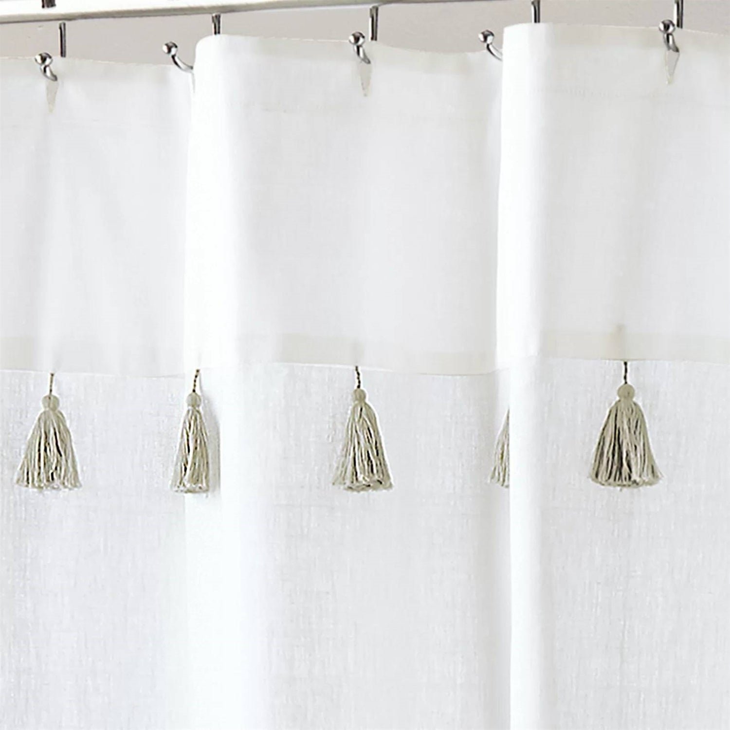 72-inch Taupe Tan and White Stripes Cotton Shower Curtain - Image 4