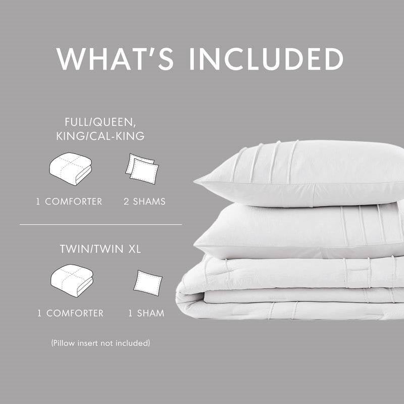 Twin/Twin XL Microfiber Pleated Soft Washed Comforter Set White - Image 5