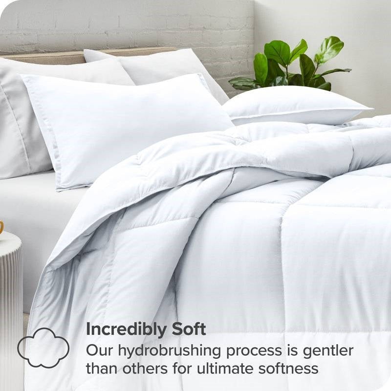 Twin/Twin XL size Super Soft Microfiber Down Alternative Comforter Set White - Image 3