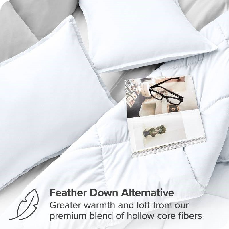 Twin/Twin XL size Super Soft Microfiber Down Alternative Comforter Set White - Image 4